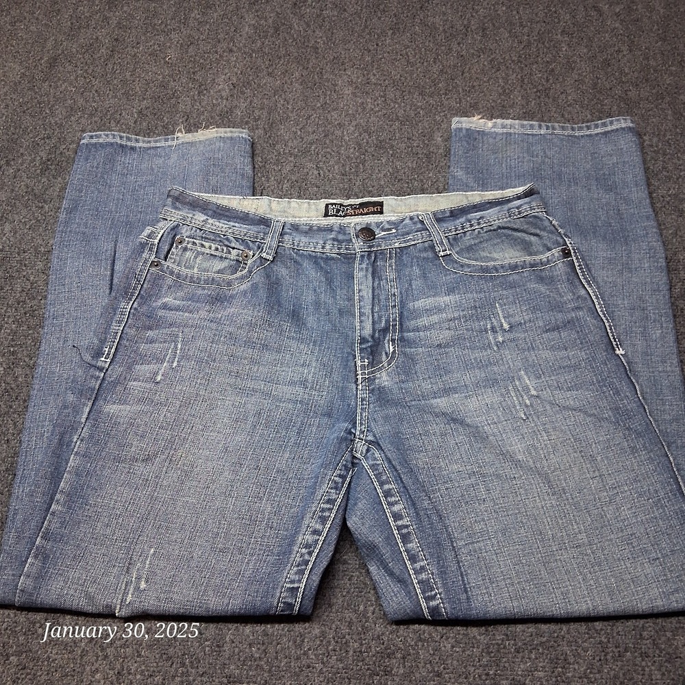 Bailey's PT. Black Straight Jeans Men 32x30 Blue Mid Rise Regular Fit Straight